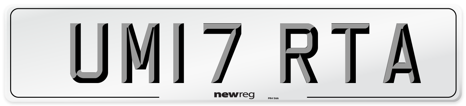UM17 RTA Number Plate from New Reg